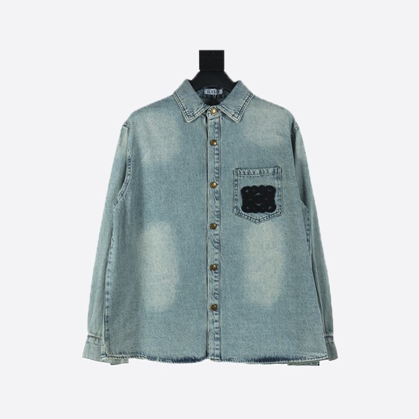 Loewe/Luo Yiwei 24Fw Towel Logo Denim Shirt Jacket