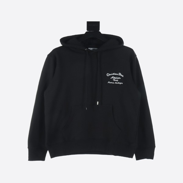 Hooded sweatshirt with embroidered Dior CD slogan