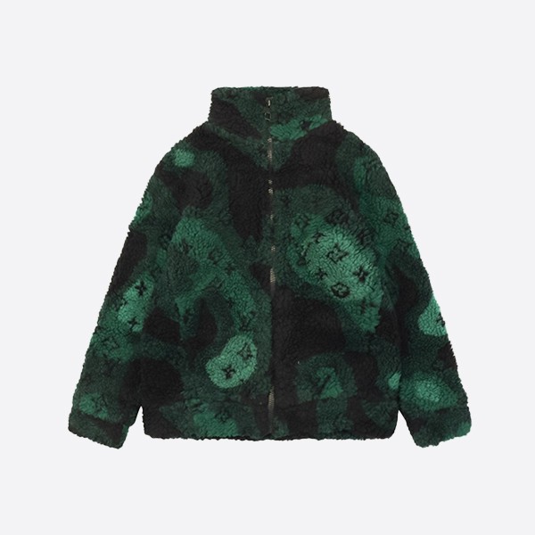 Louis Vuitton 2022 Blue and Green Presbyopia Lamb Coat