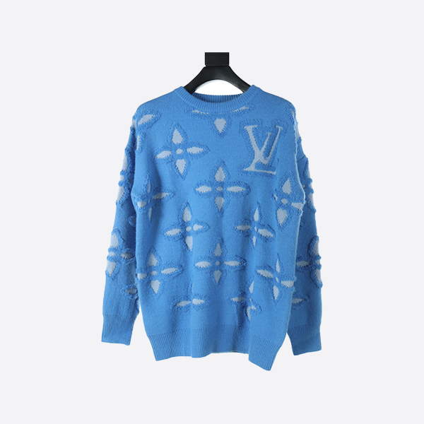 Louis Vuitton LV 24Fw Jacquard Four-Leaf Clover Crew Neck Sweater