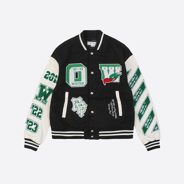 Off-White Virgil 22Fw Fighter Letter Baseball Jacket