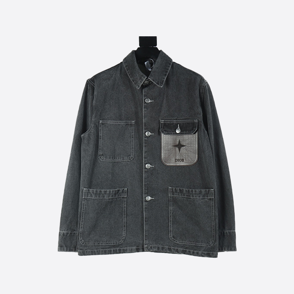 Dior x Stone Island Dior CD Stone Island co-branded leather label denim jacket