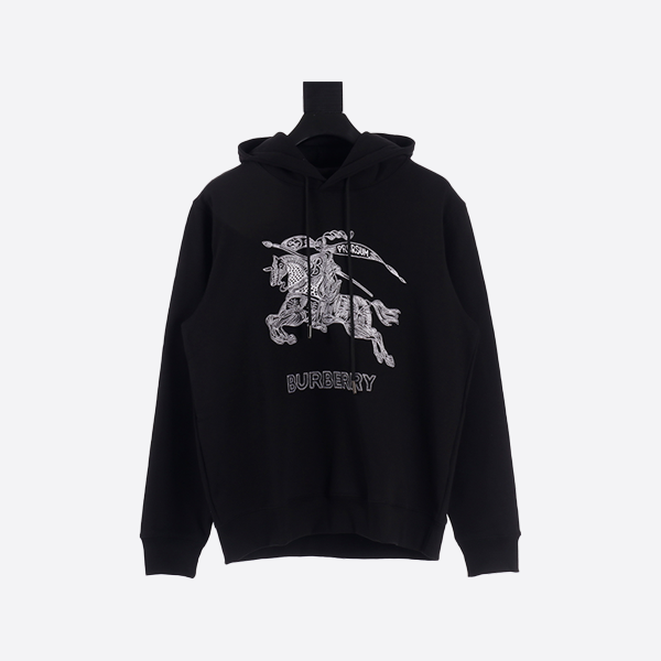 Burberry Classic Embroidered Warhorse Logo Hooded Sweatshirt