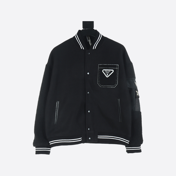 Prada Lambswool Patchwork Baseball Jacket