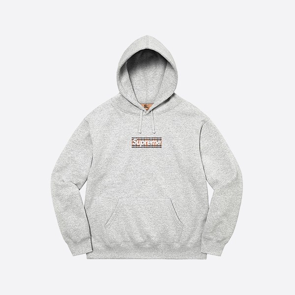 Supreme x Burberry Box Logo Hooded Sweatshirt in Grey