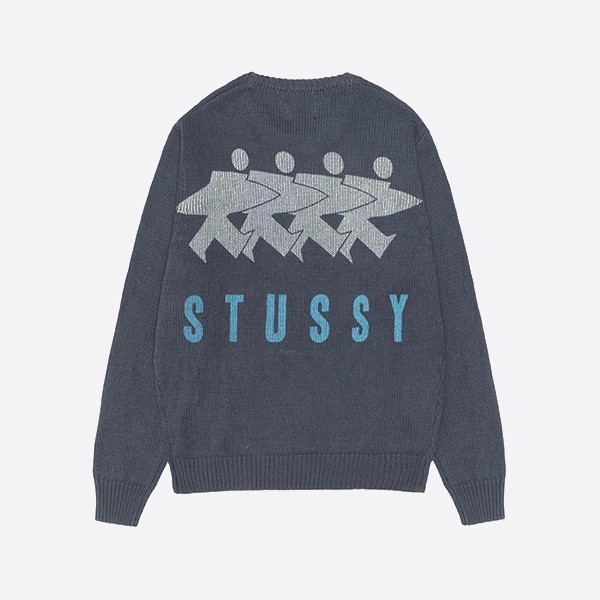 Stüssy FW24 Surfman Icon Cotton Linen Crew Neck in Navy