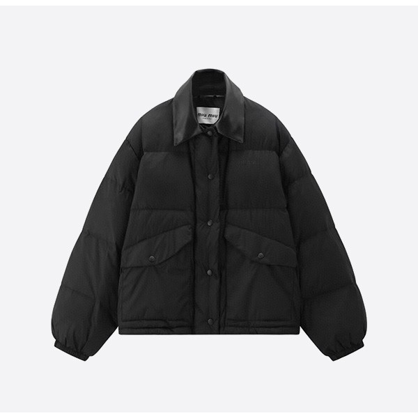 Miu Miu Leather Lapel Down Jacket