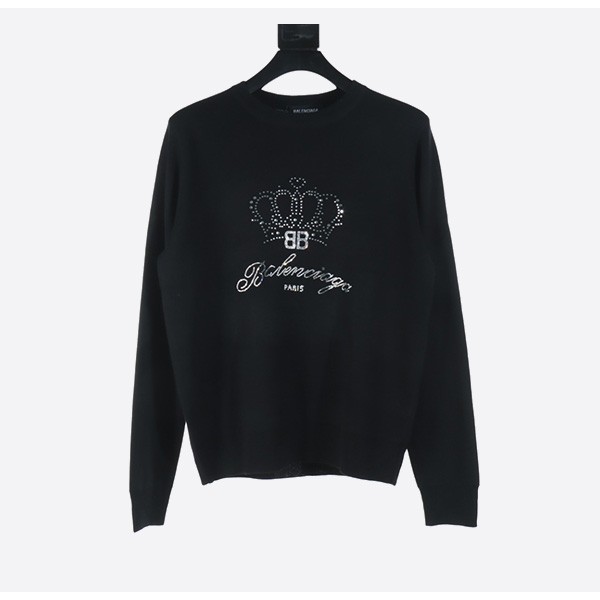 Balenciaga Crown Hot Diamond Crew Neck Sweater