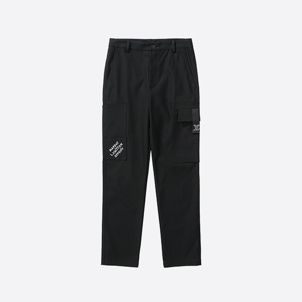 Louis Vuitton Pocket Lettering Embroidered Cargo Pants in Black