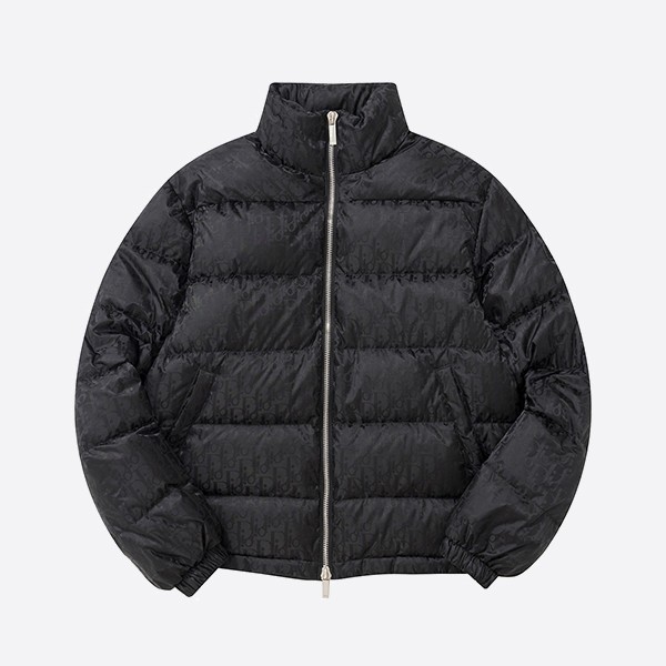Dior Oblique Down Jacket in Black Nylon and Jacquard
