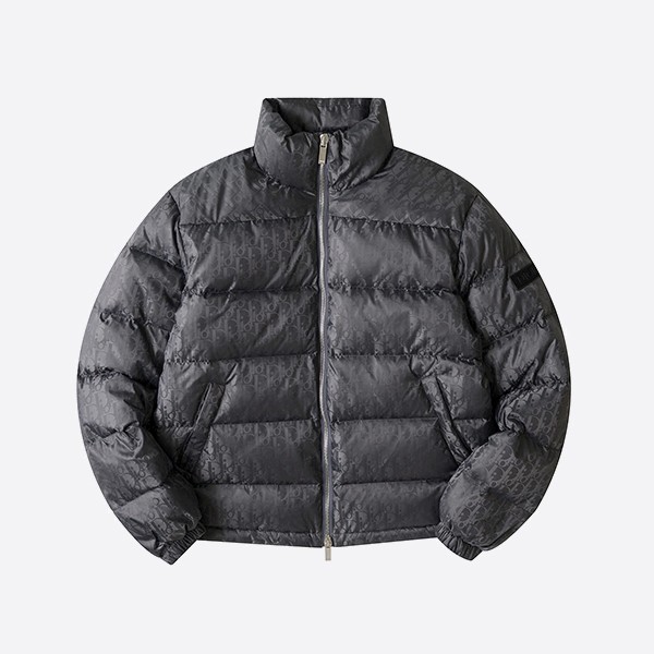 Dior Oblique Down Jacket in Black Nylon and Jacquard