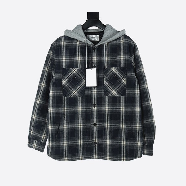 Celine checked cashmere hooded jacket
