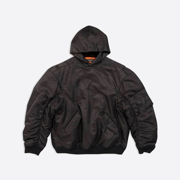 Balenciaga Oversized Cut Bomber Hoodie in Black