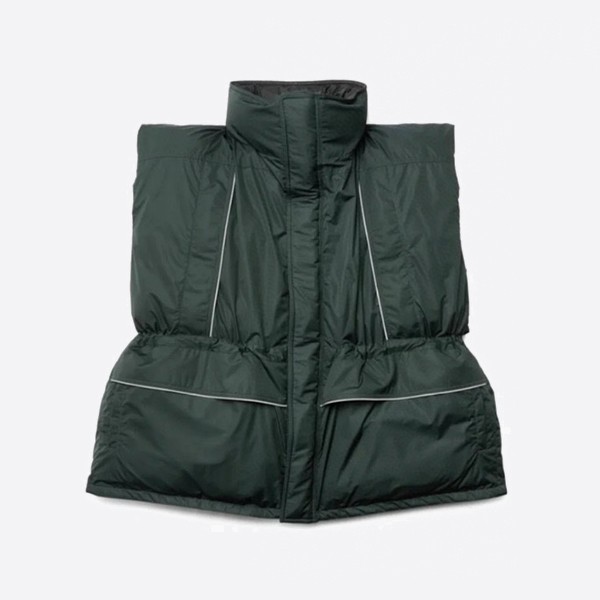 Balenciaga nylon logo piping padded vest in green