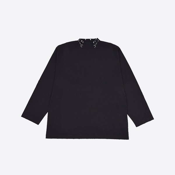 Balenciaga Pierced Round Sweatshirt, Oversized, Black, Faded
