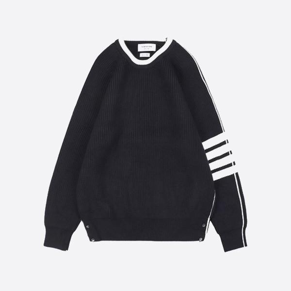 Thom Browne 24FW Side Stripe Crew Neck Sweater in Black