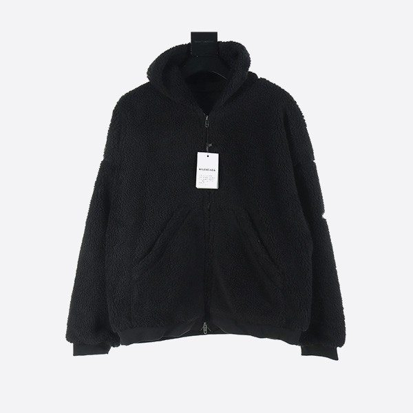 Balenciaga 24FW Silicone Armband Lambswool Hooded Cotton Jacket