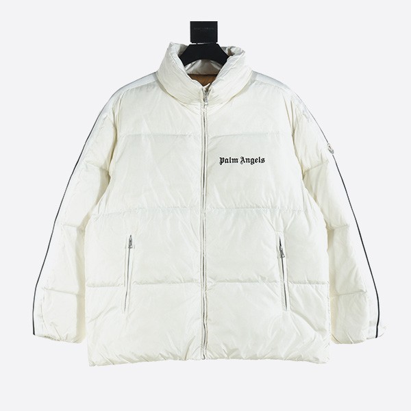 Moncler x Palm Angels joint-brand arm webbing down jacket in white