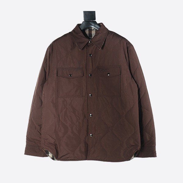 Burberry concave hem checked double-sided cotton jacket in brown