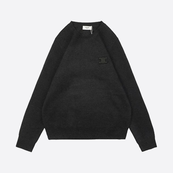 Celine 2024 Arc de Triomphe Black Label Embroidered Crew Neck Sweater