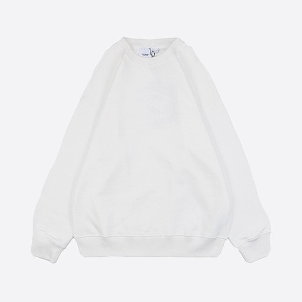 Burberry 24Fw round neck sweatshirt with dark pattern warhorse embroidery on chest white