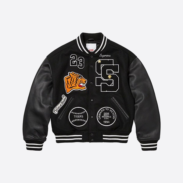 Supreme Tiger Varsity Jacket Black