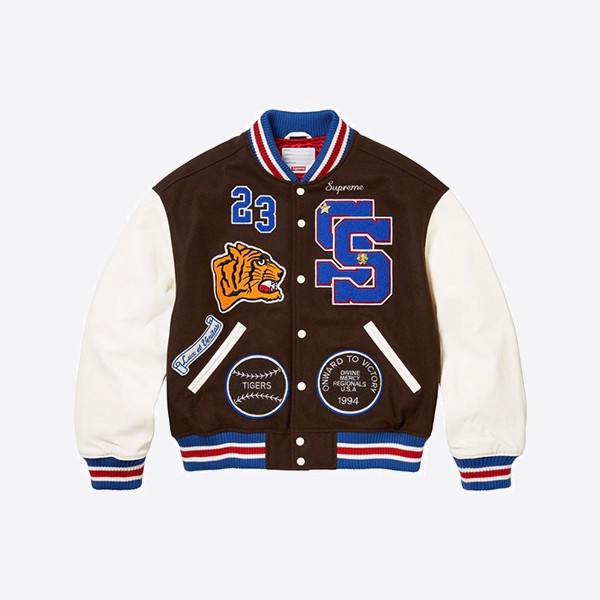 Supreme Tiger Varsity Jacket Brown