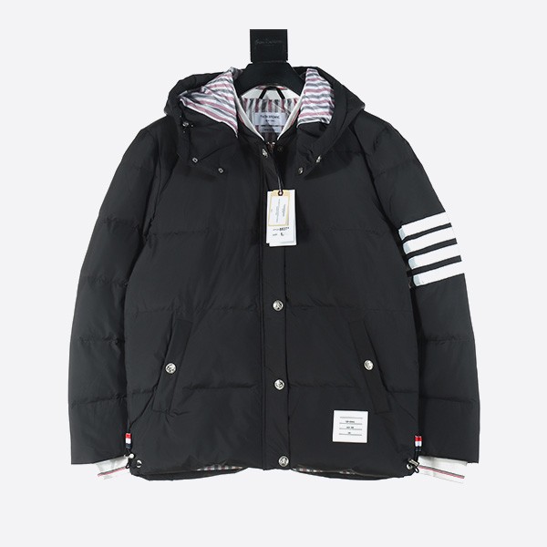 Thom Browne Classic 4-Bar Webbing Down Jacket in Black