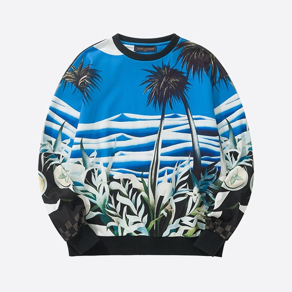 Louis Vuitton Printed Technical Cotton Sweatshirt in Blue