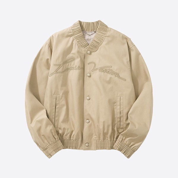 Louis Vuitton Embroidered Cotton Blend Bomber Bag in Beige