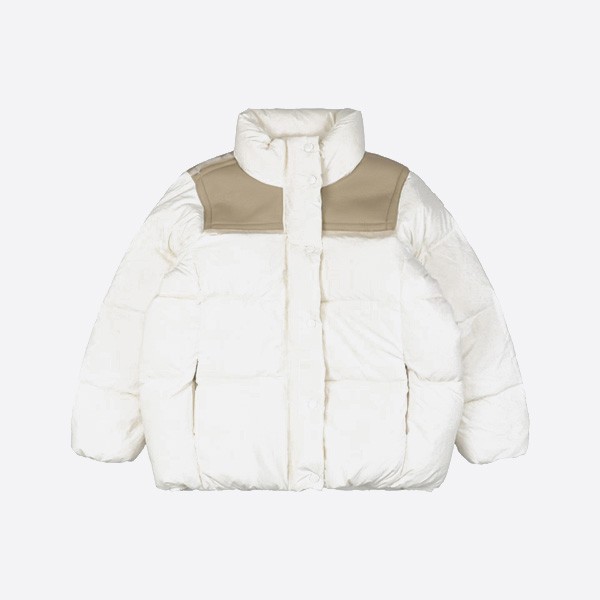 Moncler 24FW Jotty Leather Hooded Down Jacket in Beige