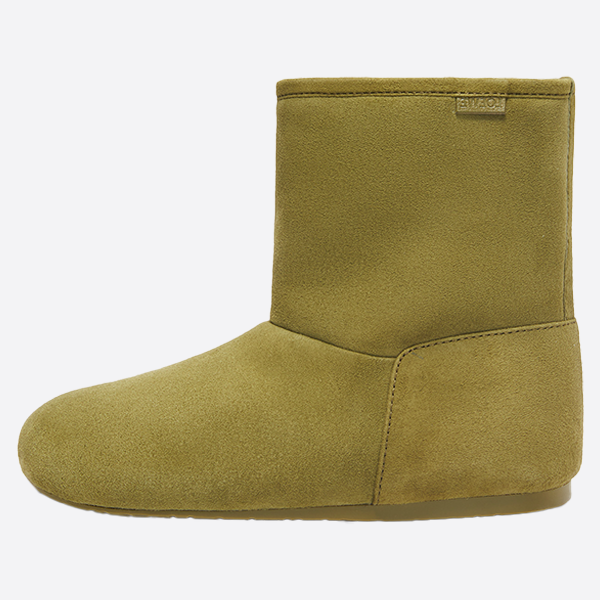 Loewe Lago Boots in Suede and Shearling, Olive Green, LLL1285X02