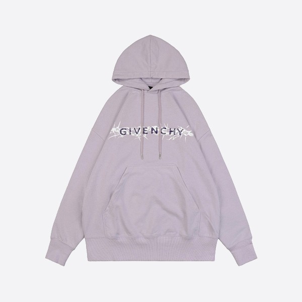Givenchy 24FW Thorne GVC Letter Toothbrush Embroidered Hooded Sweatshirt in Purple