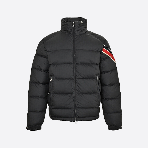 Moncler Three-Colour Sleeve Striped Web Stand Collar Down Jacket