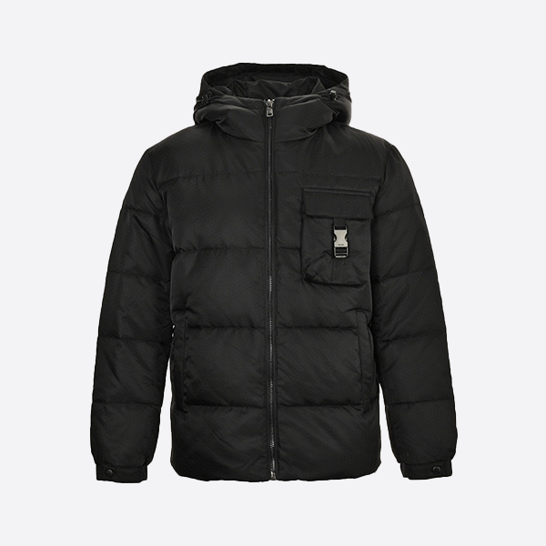 Prada chest pocket lock hooded down jacket