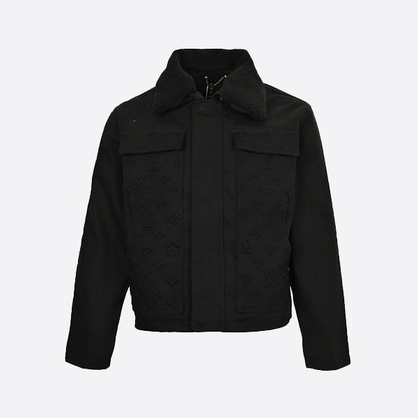 Louis Vuitton Embossed Fur Collar Denim Jacket