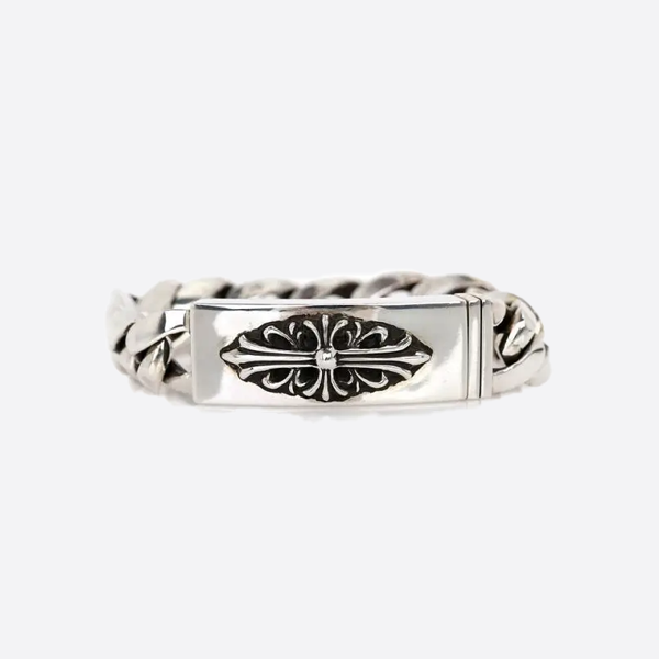 Chrome Hearts Classic Sterling Silver Cross Flower Slim Version Thin Bracelet