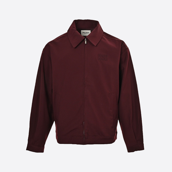 Miu Miu Burgundy Appliqué Wool Belted Lapel Jacket