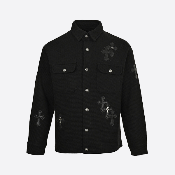 Chrome Hearts Leather Label Cross Knit Shirt Jacket