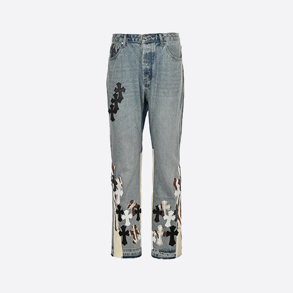 Chrome Hearts Horns Destroy Leather Jeans