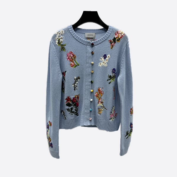 Erdos Velvet Rainbow Button Cashmere Cardigan