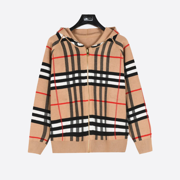 Burberry hooded double-sided jacquard knit jacket