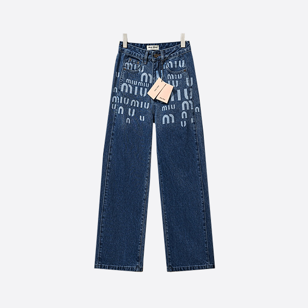Miu Miu all-over lettering denim pants