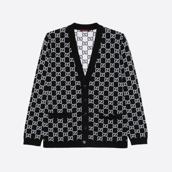 Gucci Double G Jacquard Reversible Wool Cardigan 798157XKEJP