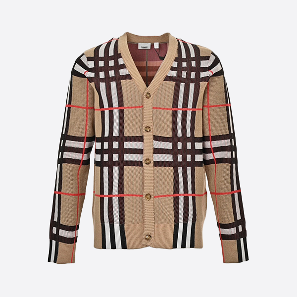 Burberry Check College Pattern Cardigan Sweater