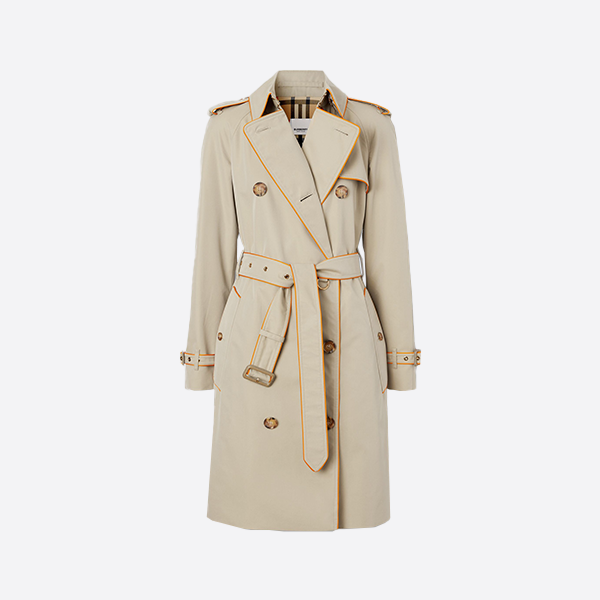 Burberry Women's New Piping Cotton Gabardine Trench Coat in Honey