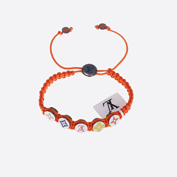 Louis Vuitton Monogram Decorative Woven Nylon Enamel Bracelet M1088A