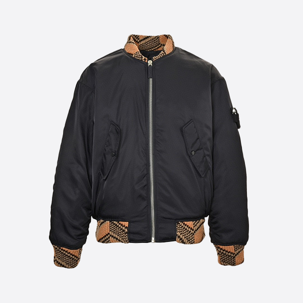 Prada 24Fw Lined Sweater Patchwork Cotton Bomber Jacket