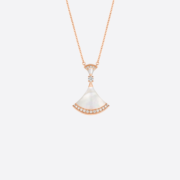 Bvlgari Fan Necklace in 18K Gold with Rossig Rhinestones, Small Waist Necklace 356452