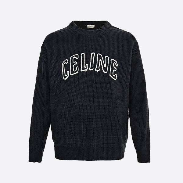 Celine hollow letter embroidered crew neck sweater